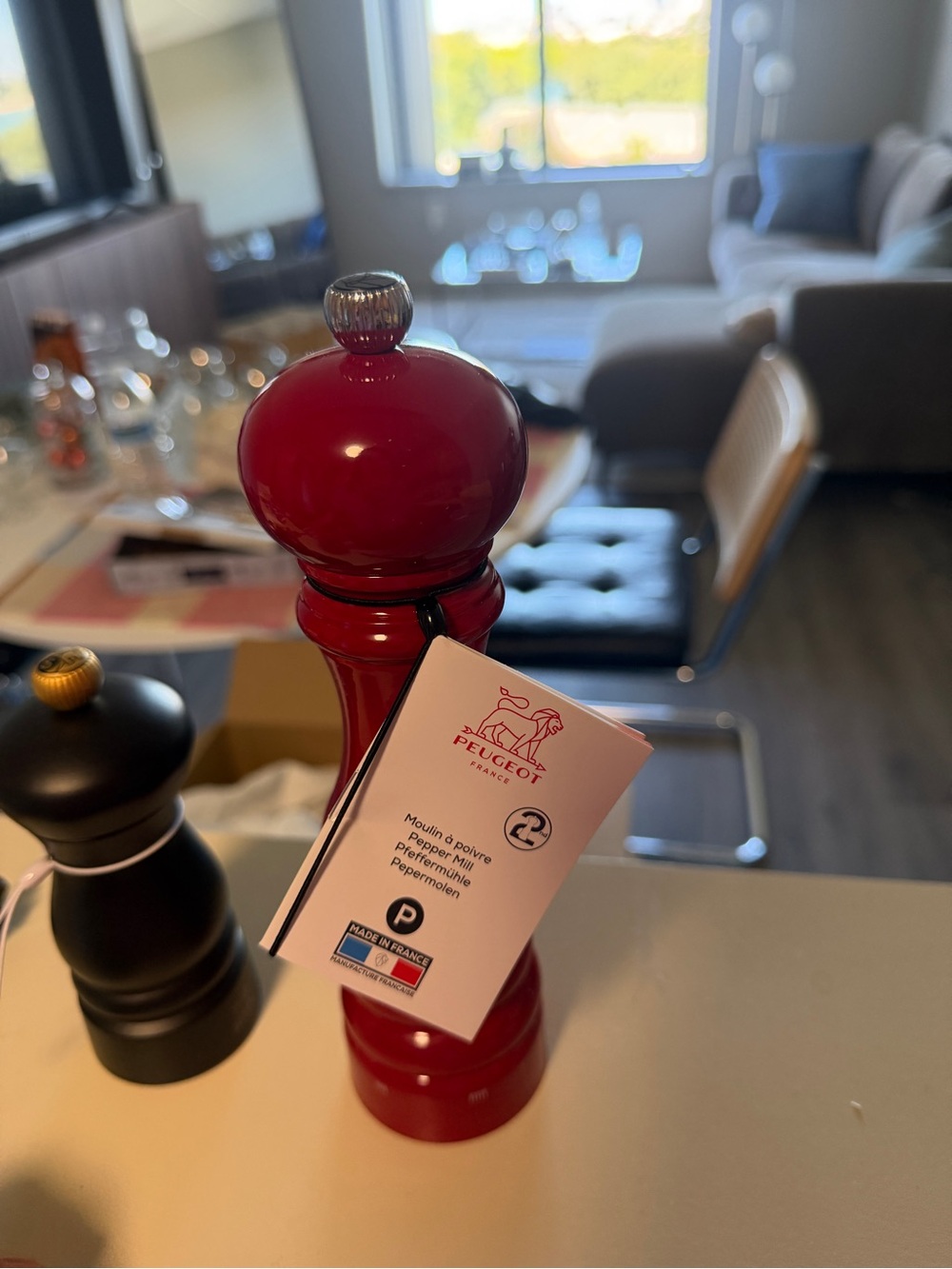 Peugeot Red Pepper Mill with Silver Knob